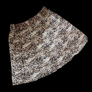 Black Tan White Leopard Cotton Skirt